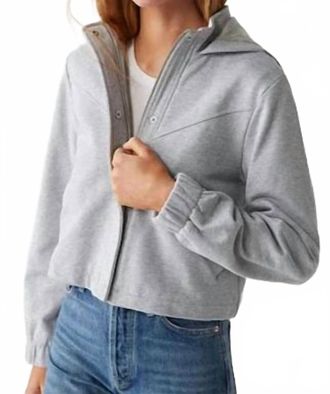 Michael Stars Mason Hooded Crop Jacket In Heather Grey