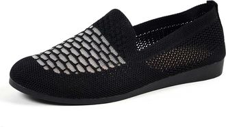 Generic Women Slip On Mesh Walking Shoes Fashionable Breathable Comfort Casual Footwear Lightweight Flexible Sole Design for Everyday Wear (Black, 4.5)