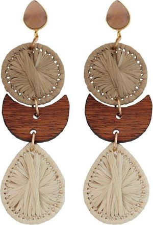 Panacea Raffia & Wood Drop Earrings in Tan at Nordstrom