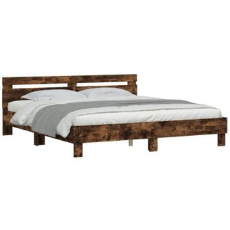 vidaXL vidaXL Giroletto con Testiera Rovere Fumo 200x200 cm Legno Multistrato