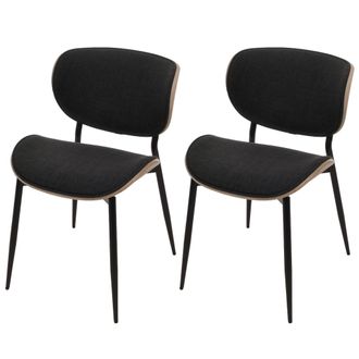 Hhg Hhg - Nunca Usado] Juego De 2 Sillas De Comedor 236, Tejido De Madera Curvada (370 G/m&sup2;) Certificado Oeko-tex Mvg, Natural, Gris Oscuro