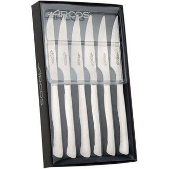 Arcos Juego De Cuchillos Chuleteros Arcos De Mesa 378200 Monoblock De Una Pieza De Acero Inoxidable, Hoja De 11 Cm En Caja De Regalo 6 Piezas
