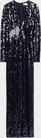 Michael Kors Deep V-Neck Mirror Column Gown