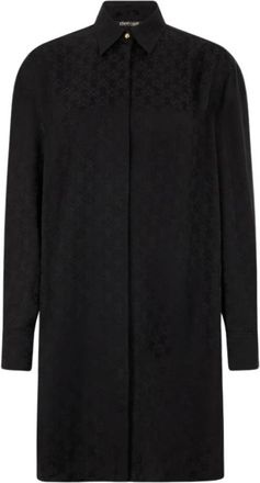 Roberto Cavalli Zijden Mini Overhemdjurk met Monogram RC - Dames - Shirt Kleedjes - Zwart - S - Kleedjes