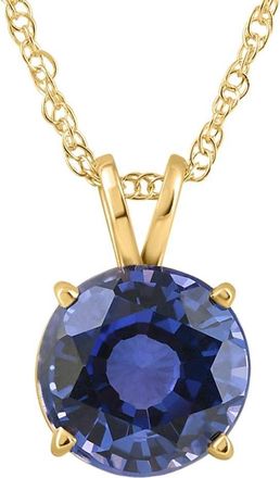 Pompeii3 3.50Ct Round Blue Sapphire Solitaire Pendant 14k Gold Necklace Lab Grown 9MM