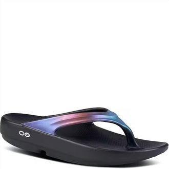 Oofos Womens Oolala Luxe Thong Slippers In Midnight Spectre