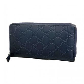 Gucci Navy Leather Long Wallet (Bi-Fold) (Pre-Owned)