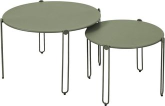 Oviala Juego de 2 mesas de centro nido para jard&iacute;n en color verde caqui