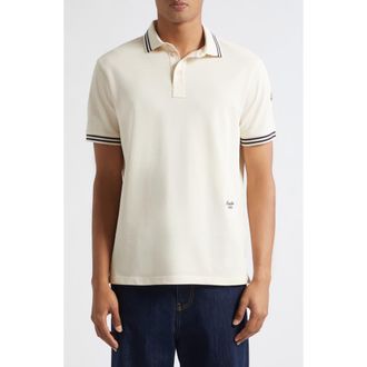 Moncler Tipped Cotton Piqu&eacute; Polo in Ivory at Nordstrom, Size Xxx-Large