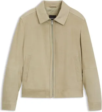 BOSS Suede leather jacket with zipper closure