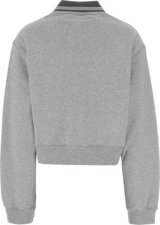 Miu Miu Womens Cotton Oversize Sweatshirt Gray Sweater