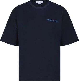 Alexander McQueen Logo Oversized T-shirt - Heren - T-shirts - Blauw - M - Katoen - Tops