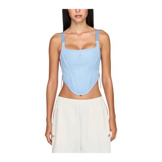 adidas Miaou Corset - Dames - Sportshirts - Blauw - L - Polyester - Fitness