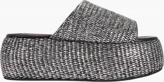 Simon Miller Womens Metallic Raffia Cloudy Platform Sandal In Black/silver