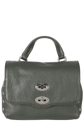 Zanellato Structured Green Handbag With Turn-Lock Closure And Rivet Accents