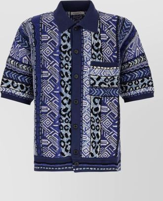 Laneus embroidered cotton blend polo shirt chest pocket