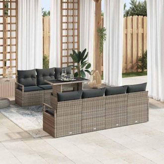 vidaXL Conjunto De Sof&aacute; De Jard&iacute;n 8 Pcs Gris Polirat&aacute;n Vidaxl