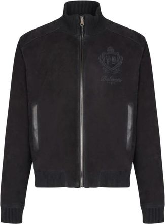 Balmain Geborduurde Suede Jas - Heren - Leren en Su&egrave;de Jassen - Zwart - XL - Leer - Jassen