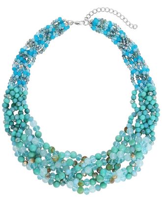 Liv Oliver 18K Plated 89.20 Ct. Tw. Agate, Turquoise Ombr&eacute; Torsade Necklace
