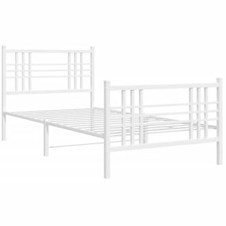 vidaXL Estructura Cama Sin Colch&oacute;n Con Estribo Metal Blanco 90x190 Cm Vidaxl