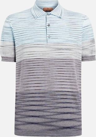 Missoni Mens Missoni Slub Pattern Polo in Light Blue and Purple - Multi - Size: 42/44