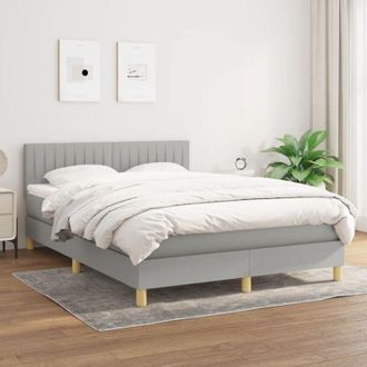 vidaXL Vidaxl - Cama Box Spring Con Colch&oacute;n Tela Gris Claro 140x190 Cm