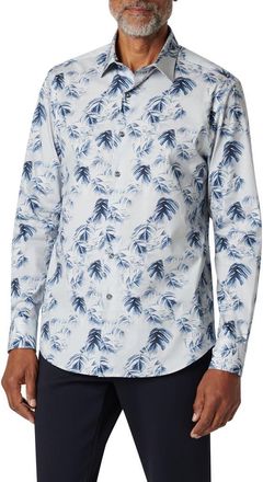 Bugatchi Julian Stretch Cotton Button-Up Shirt in Dusty Blue at Nordstrom Rack, Size Large