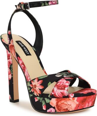 Nine West Wilda Ankle Strap Platform Sandal in Black at Nordstrom, Size 8.5