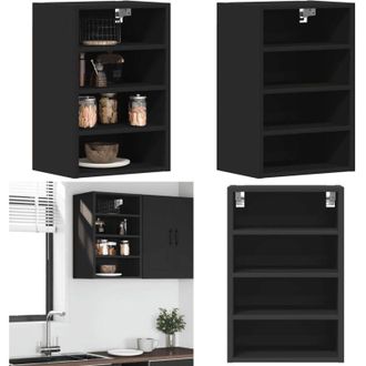 vidaXL Mobile Pensile Riga Nero 40x29,5x60 cm in Legno Multistrato - Armadio a parete - Armadietto mobile