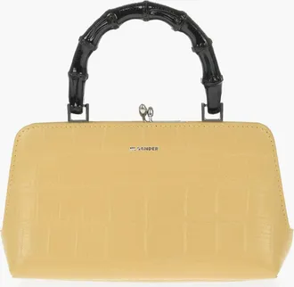 Jil Sander Printed Leather GOJI Handbag with Bamboo Handle Jil Sander