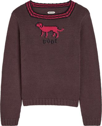 Bode Lapdog Intarsia Cotton and Wool-blend top - Brown - S (UK8-10 / S)