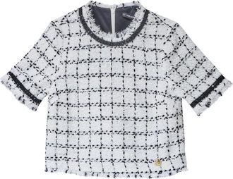 Karl Lagerfeld Boucl&eacute; Top - Dames - Blouses - Wit - XS - Wol - Overhemden