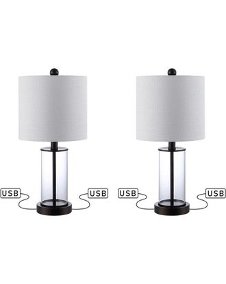 Jonathan Y Designs Jonathan Y Abner 21In Glass Modern Contemporary Usb Charging Led Table Lamp