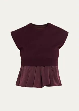 3.1 Phillip Lim Combo Merino Wool-Blend Peplum Top