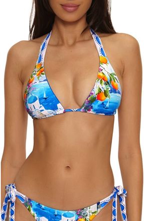 BECCA by Rebecca Virtue Mykonos Reversible Triangle Bikini Top in Blue at Nordstrom, Size Medium