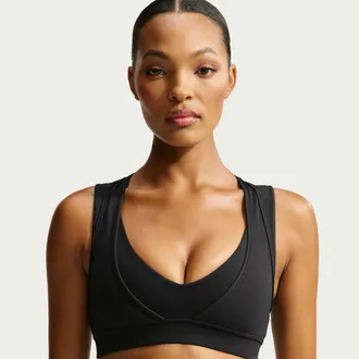 Nike Womens SKIMS Matte Double-Layer Plunge Bra in Black | IV6858-054