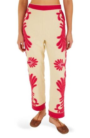 Farm Rio Spring Arabesc Cutwork Pants in Spring Arabesc Pink at Nordstrom, Size Xx-Small