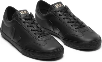 Veja Volley Leather Sneaker in Full Black at Nordstrom, Size 48
