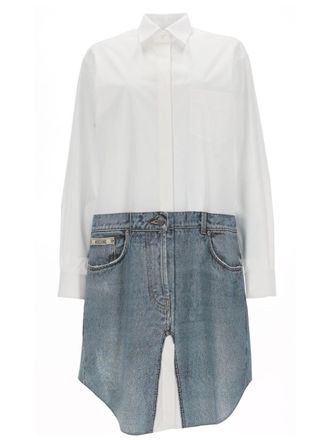 Moschino White Shirt Denim Skirt Day Dress