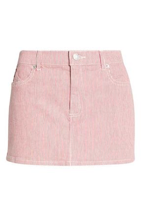 Florence By Mills Stripe Denim Miniskirt in Red/White Stripe at Nordstrom, Size 10