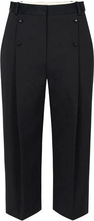 Elisabetta Franchi Korte Broeken, Dames, Zwart, S, Leer, Bermuda Shorts in Lichtgewicht Crêpe met Smokingdetails