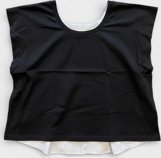 Maison Margiela Womens MM6 Sleeveless Cotton Pullover Stripes Shirt Black - Size: 10/8