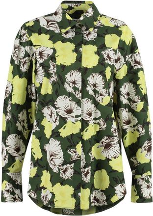 Msgm Green Regular Floral Shirt