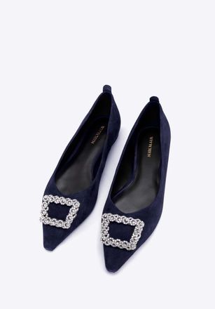 Wittchen Dames Su&egrave;de Ballerinas met Gesp Marineblauw Su&egrave;de Leer