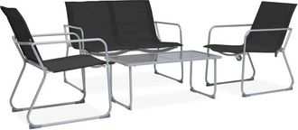 vidaXL Juego De Muebles De Jard&iacute;n 4 Piezas Tela Y Acero Negro Vidaxl