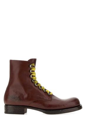 Prada Brown Leather Ankle Boots