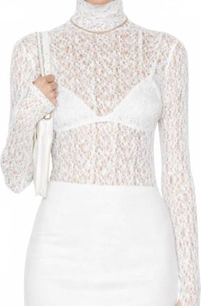 Enza Costa Lace Turtleneck Top In White