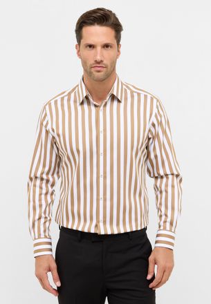 Eterna Langarmhemd ETERNA MODERN FIT, Herren, Gr. 46, Normalgr&ouml;ssen, taupe, Satin, 100% Baumwolle, tailliert, Manschette, Hemden Langarmhemd, NON IRON (b&uuml;gel