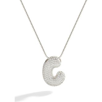 Mint & Lily Pave Bubble Initial Necklace in Silver /Letter C at Nordstrom