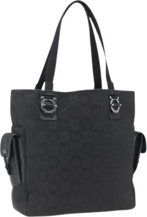 Ferragamo Pre-owned Tote Bags, female, Black, Size: ONE SIZE Pre-owned Canvas Tote Bag